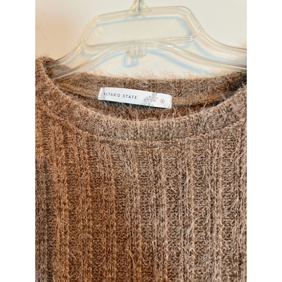 NWT Altar'd State Eyelash Sweater Size Small Brown Cuff Sleeve - Picture 3 of 7